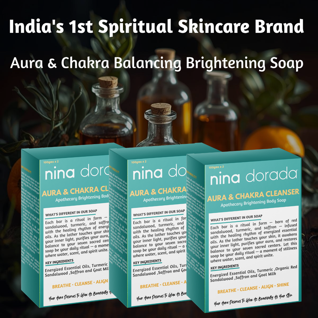 Nina Dorada Aura & Chakra Cleanser | Red Sandalwood, Turmeric & Saffron Extract with Goat Milk | Energized Essential Oils | Natural Brightening Soap Bar | Pack of 2